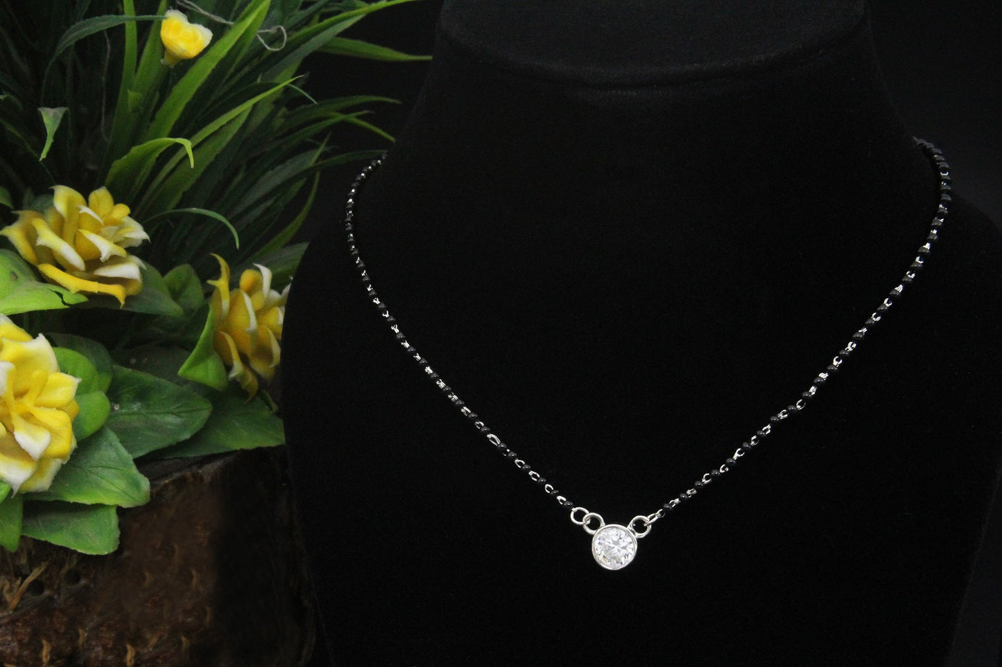 925 Sterling Silver Single Stone Mangalsutra For Women