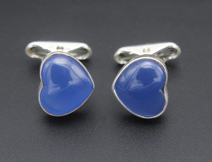 Blue Stone Heart Shape Cufflinks