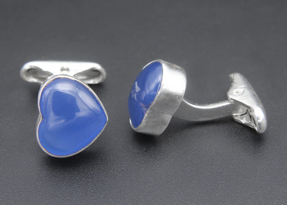 Blue Stone Heart Shape Cufflinks