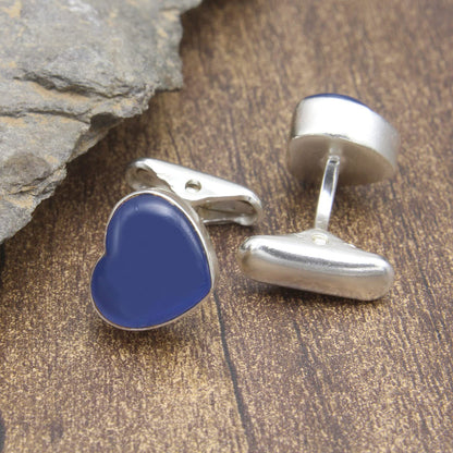 Blue Stone Heart Shape Cufflinks