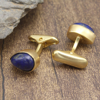 Lapis Lazuli Stone Drop Shape Cufflinks