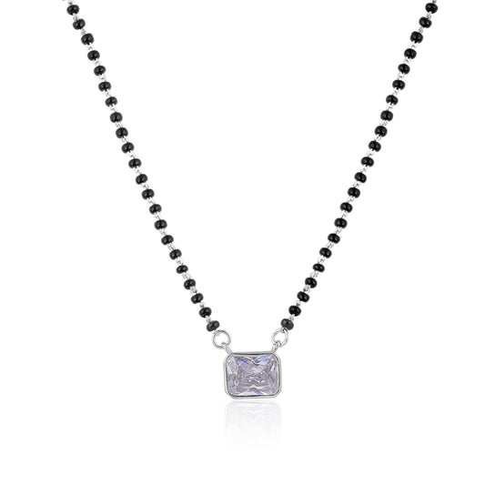 925 Sterling Silver Rectangle Stone Mangalsutra For Women