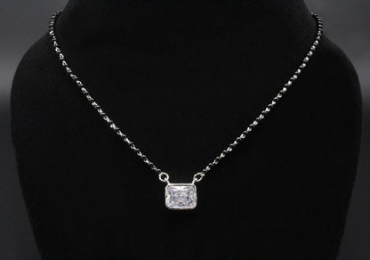 925 Sterling Silver Rectangle Stone Mangalsutra For Women