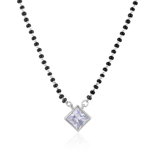 925 Sterling Silver Square Stone Mangalsutra For Women