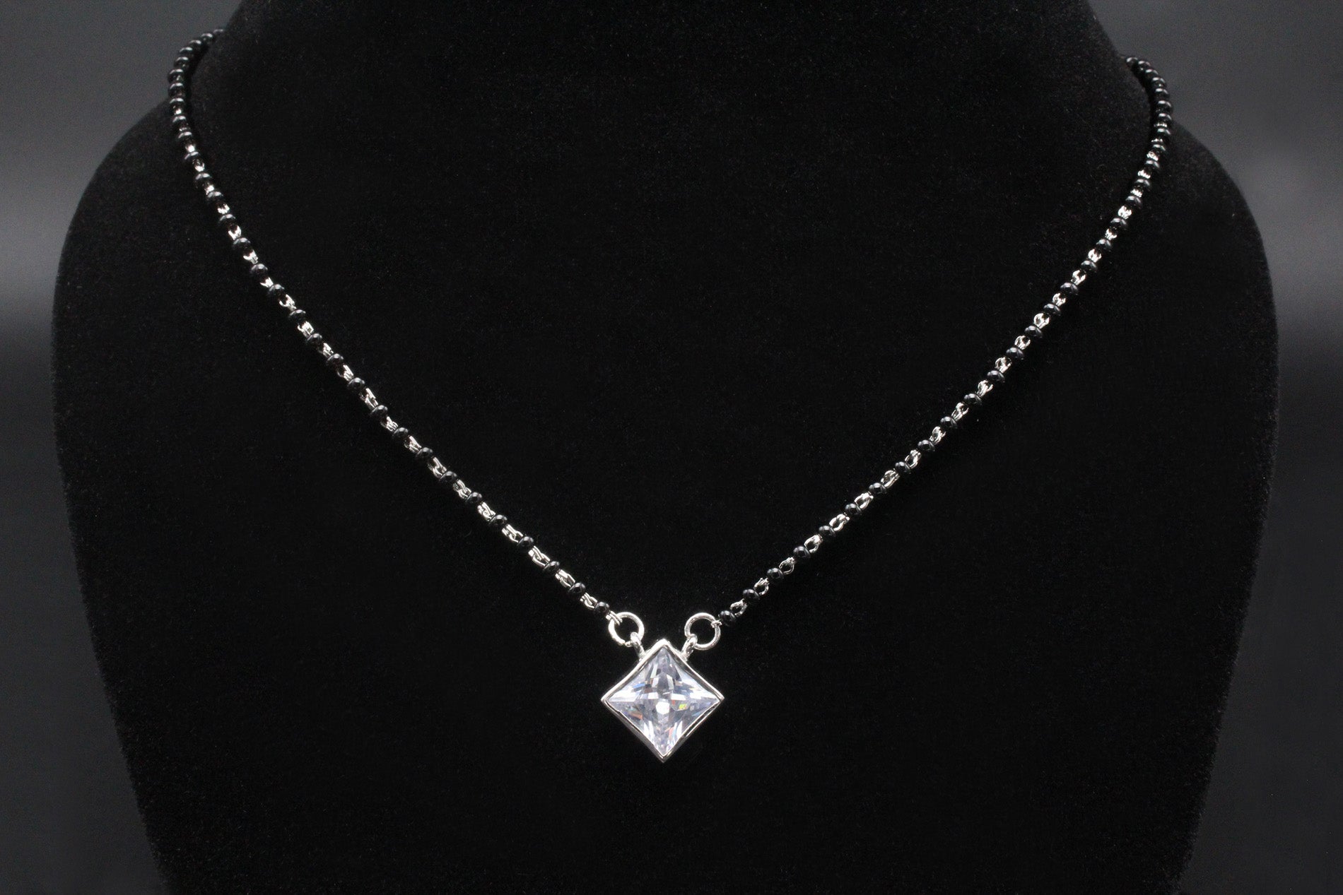 925 Sterling Silver Square Stone Mangalsutra For Women