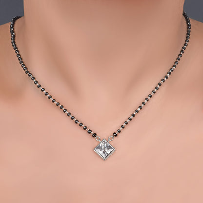 925 Sterling Silver Square Stone Mangalsutra For Women