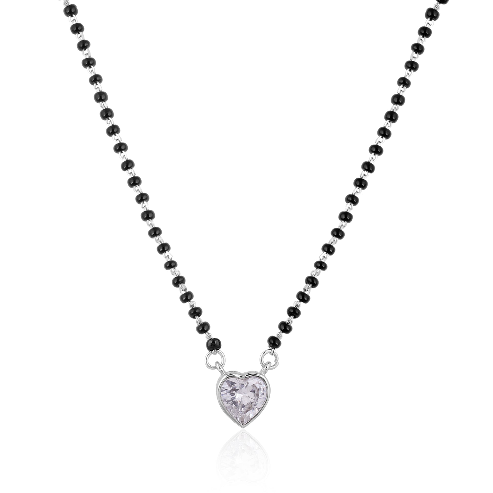 925 Sterling Silver Heart Stone Mangalsutra For Women