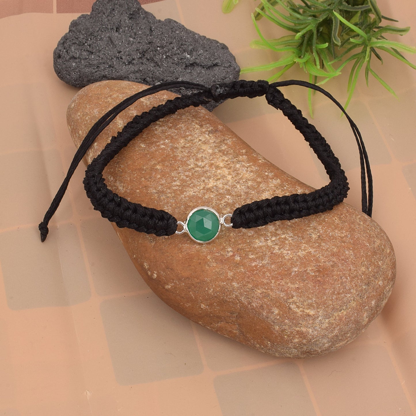 925 Sterling Semi Precious Emerald Birth Stone Bracelet