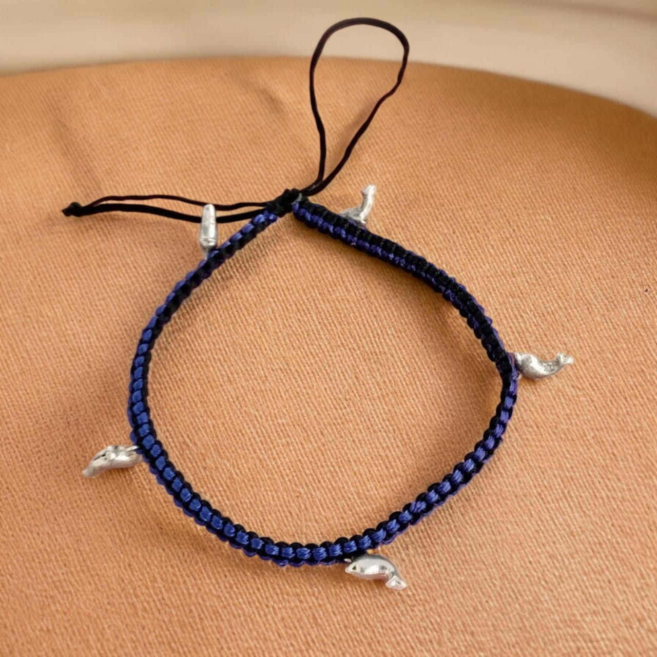 Silver Dolphin Charm Anklet (Single)