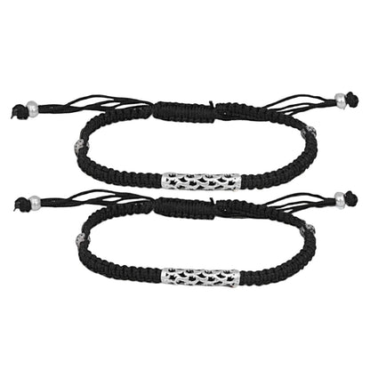 Curved Bar Black Thread Anklet (Pair)