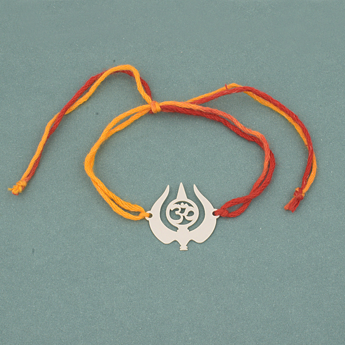 925 Sterling Silver Silver Laser Cut Om Trishul Rakhi For Brother