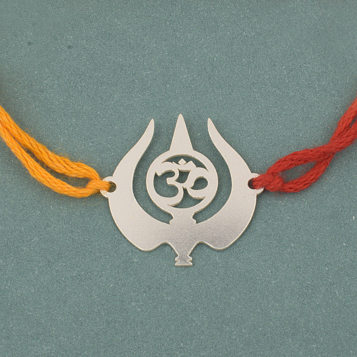 925 Sterling Silver Silver Laser Cut Om Trishul Rakhi For Brother