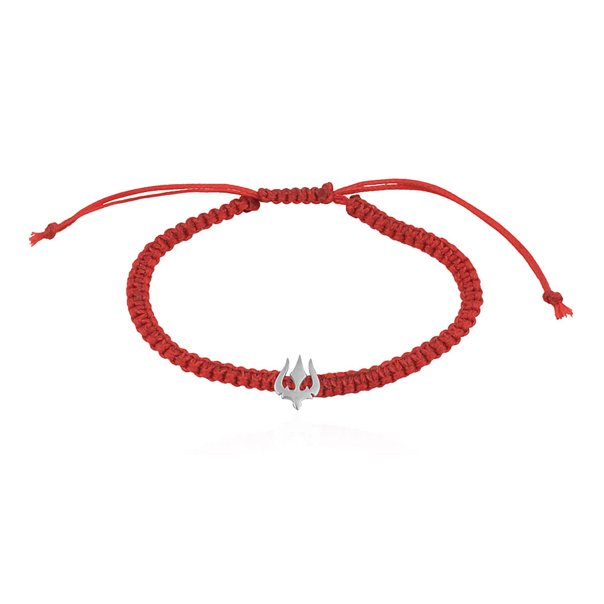 925 Sterling Silver Trishul Bracelet In Red Thread