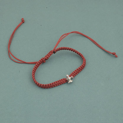 925 Sterling Silver Shivlinga Bracelet In Red Thread