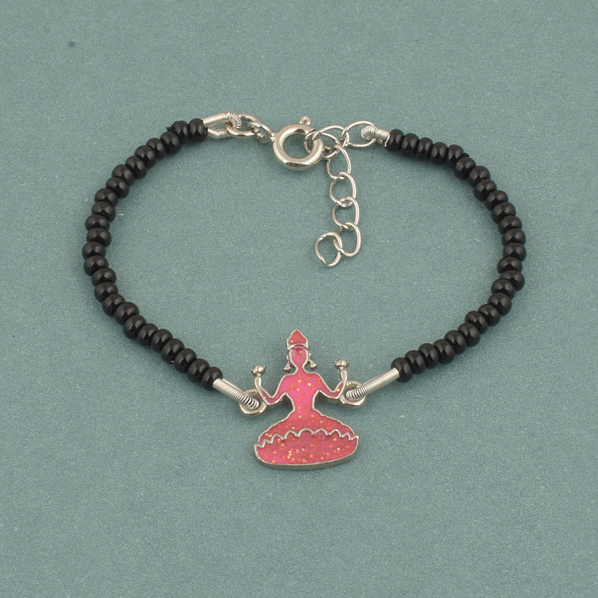 925 Sterling Silver Red Laxmi Ji Nazariya For Kids