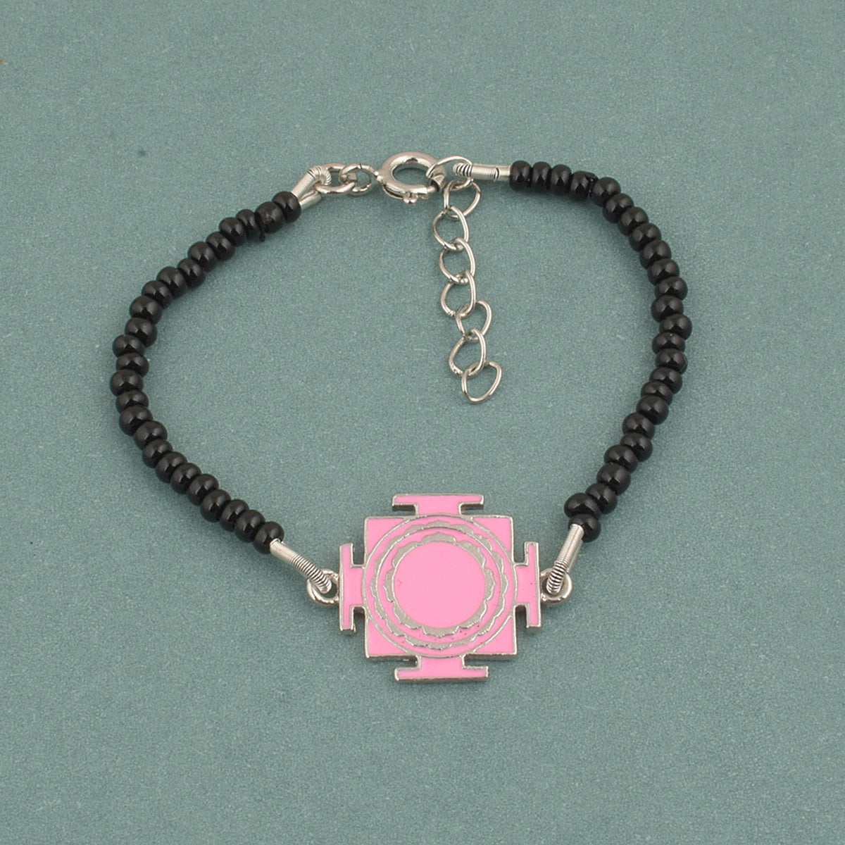 925 Sterling Silver Pink Laxmi Yantra Nazariya For Kids