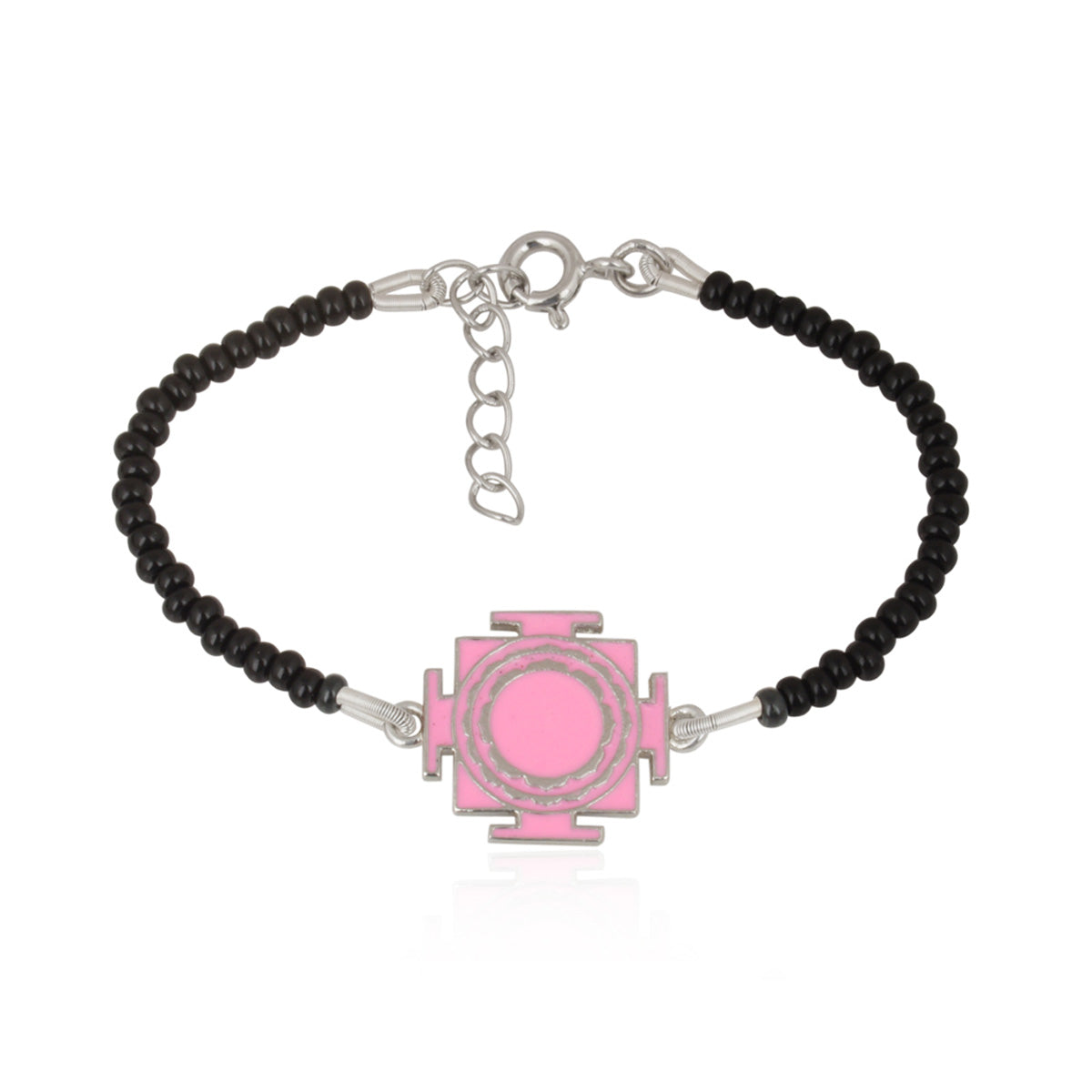 925 Sterling Silver Pink Laxmi Yantra Nazariya For Kids