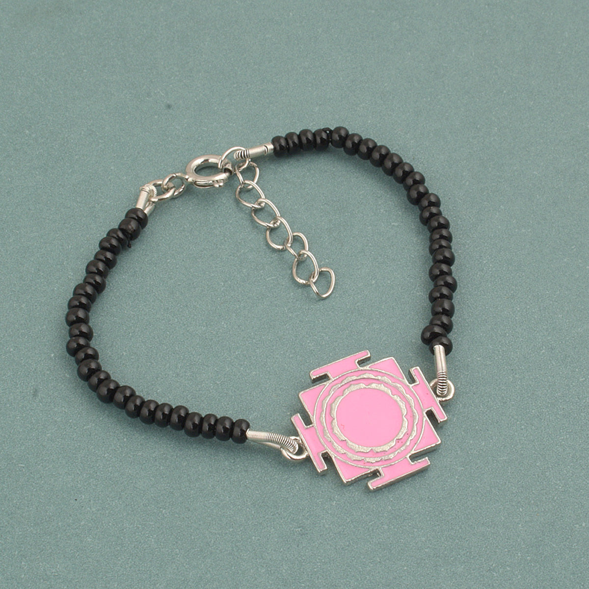 925 Sterling Silver Pink Laxmi Yantra Nazariya For Kids