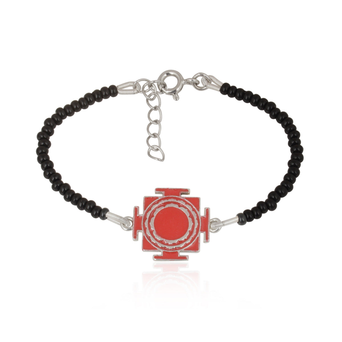 925 Sterling Silver Red Laxmi Yantra Nazariya For Kids