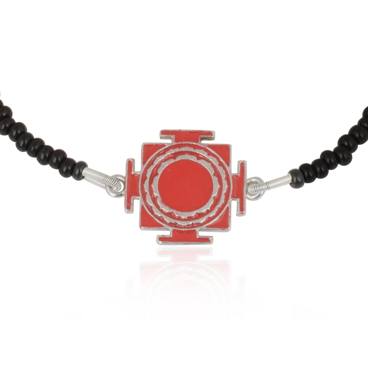 925 Sterling Silver Red Laxmi Yantra Nazariya For Kids