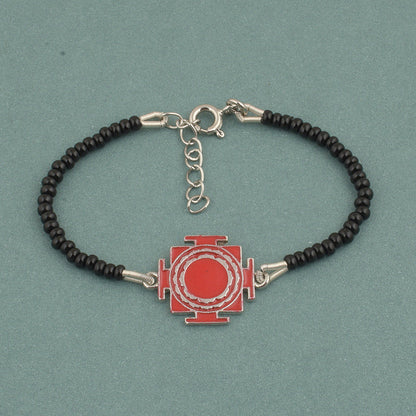 925 Sterling Silver Red Laxmi Yantra Nazariya For Kids