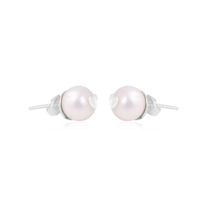 925 Sterling Silver White Pearl Earring With Silver Heart For Girls And Women