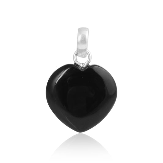 925 Sterling Silver Black Stone Heart Shape Pendant For Girls and Women