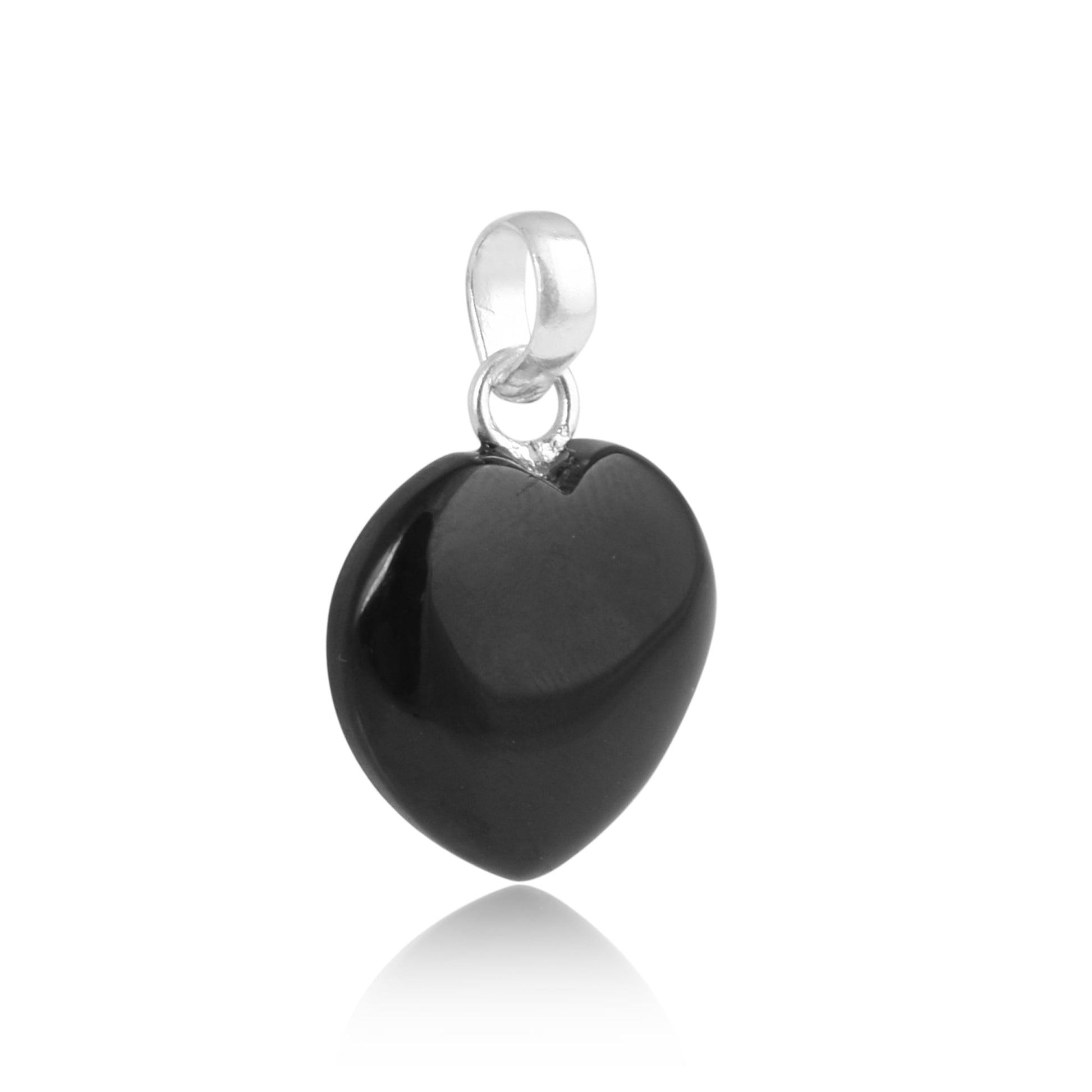 925 Sterling Silver Black Stone Heart Shape Pendant For Girls and Women