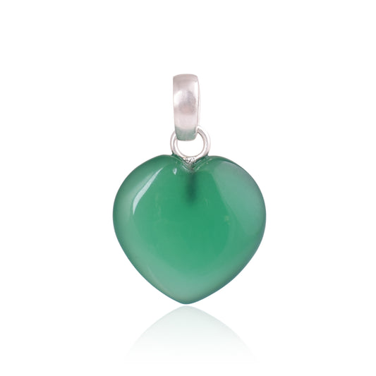 925 Sterling Silver Green Stone Heart Shape Pendant For Girls And Women