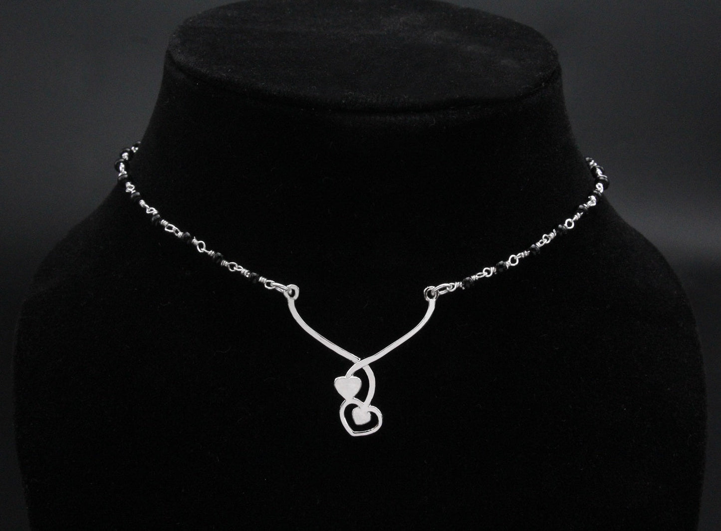 925 Sterling Silver Two Hearts Drop Mangalsutra For Women