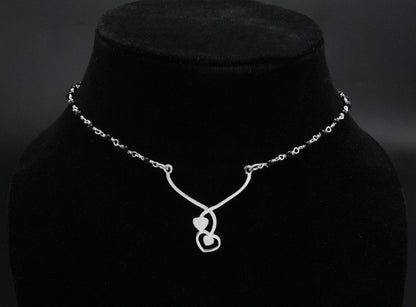 925 Sterling Silver Two Hearts Drop Mangalsutra For Women