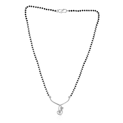 925 Sterling Silver Two Hearts Drop Mangalsutra For Women