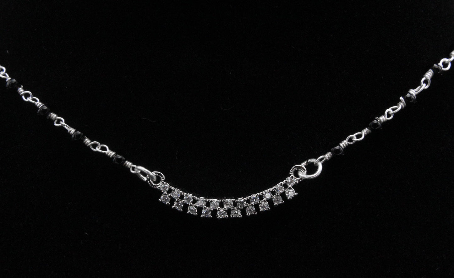 925 Sterling Silver Studded Curved Shape Mangalsutra For Women