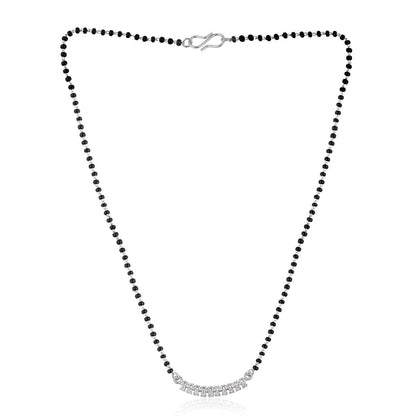 925 Sterling Silver Studded Curved Shape Mangalsutra For Women