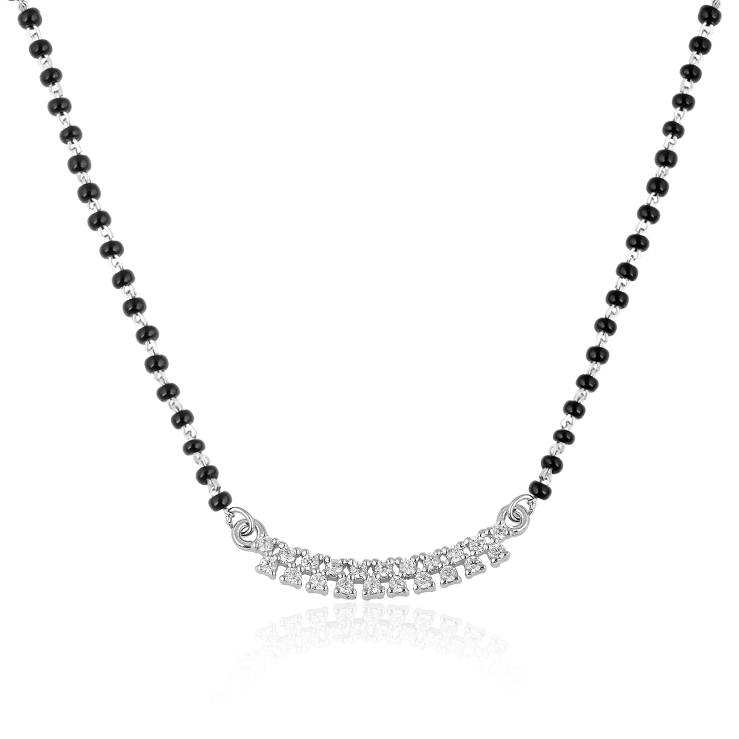 925 Sterling Silver Studded Curved Shape Mangalsutra For Women