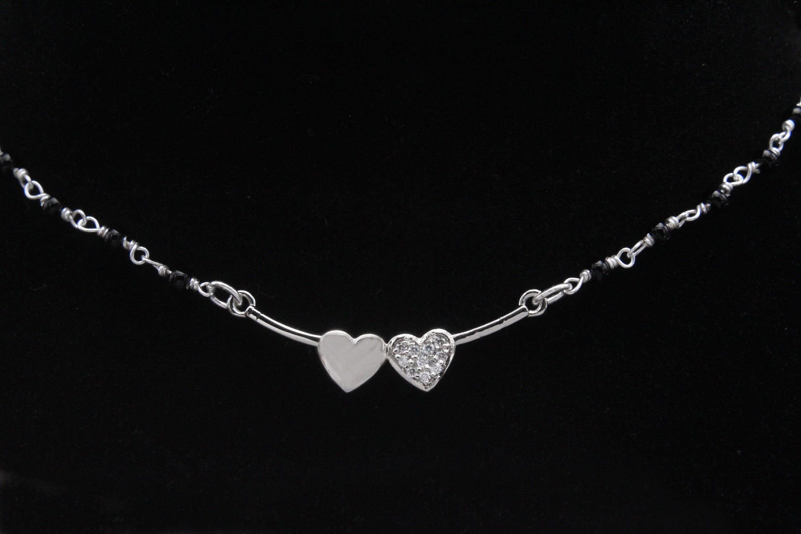 925 Sterling Silver Two Hearts Mangalsutra For Women