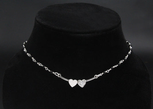 925 Sterling Silver Two Hearts Mangalsutra For Women