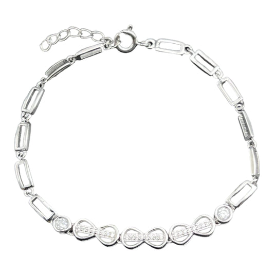 925 Sterling Silver Studded Infinity Sign Bracelet For Girls