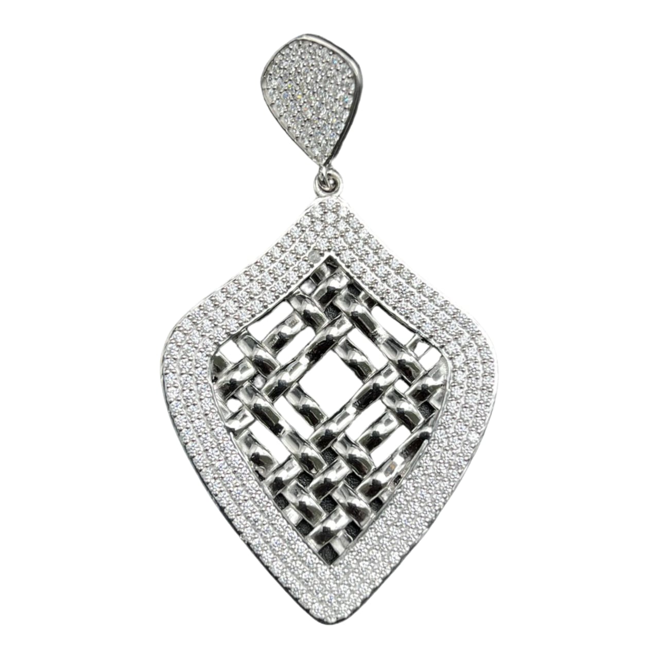 925 Sterling Silver New Design Silver Net With Stone Pendant For Girls and Women