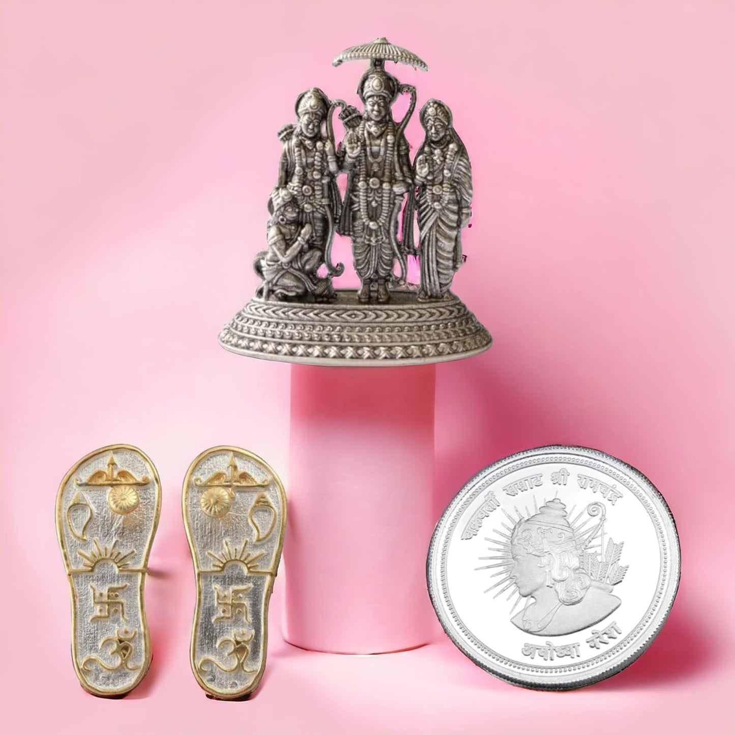 925 Sterling Silver Lord Ram Charan Paduka | Oxidised Ram Darbar Idol | Ram Coin For Diwali And Dhanteras Gifting