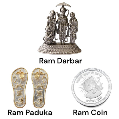 925 Sterling Silver Lord Ram Charan Paduka | Oxidised Ram Darbar Idol | Ram Coin For Diwali And Dhanteras Gifting