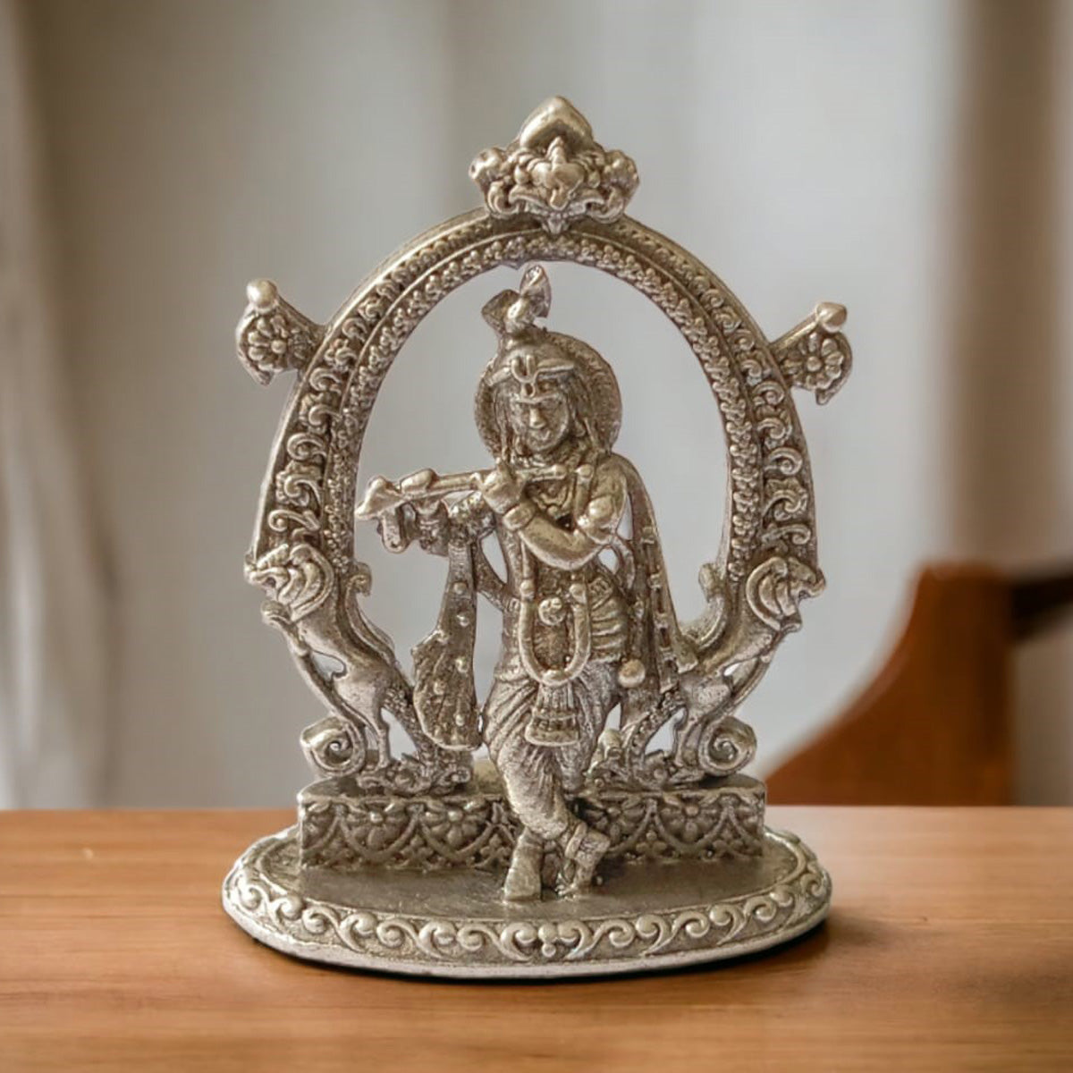 925 Sterling Silver Oxidised Krishna Ji Idol