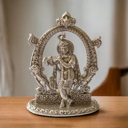 925 Sterling Silver Oxidised Krishna Ji Idol