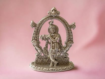 925 Sterling Silver Oxidised Krishna Ji Idol