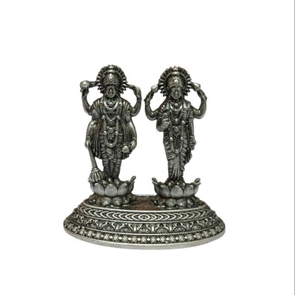 925 Sterling Silver Lord Vishnu Laxmi Ji Idol