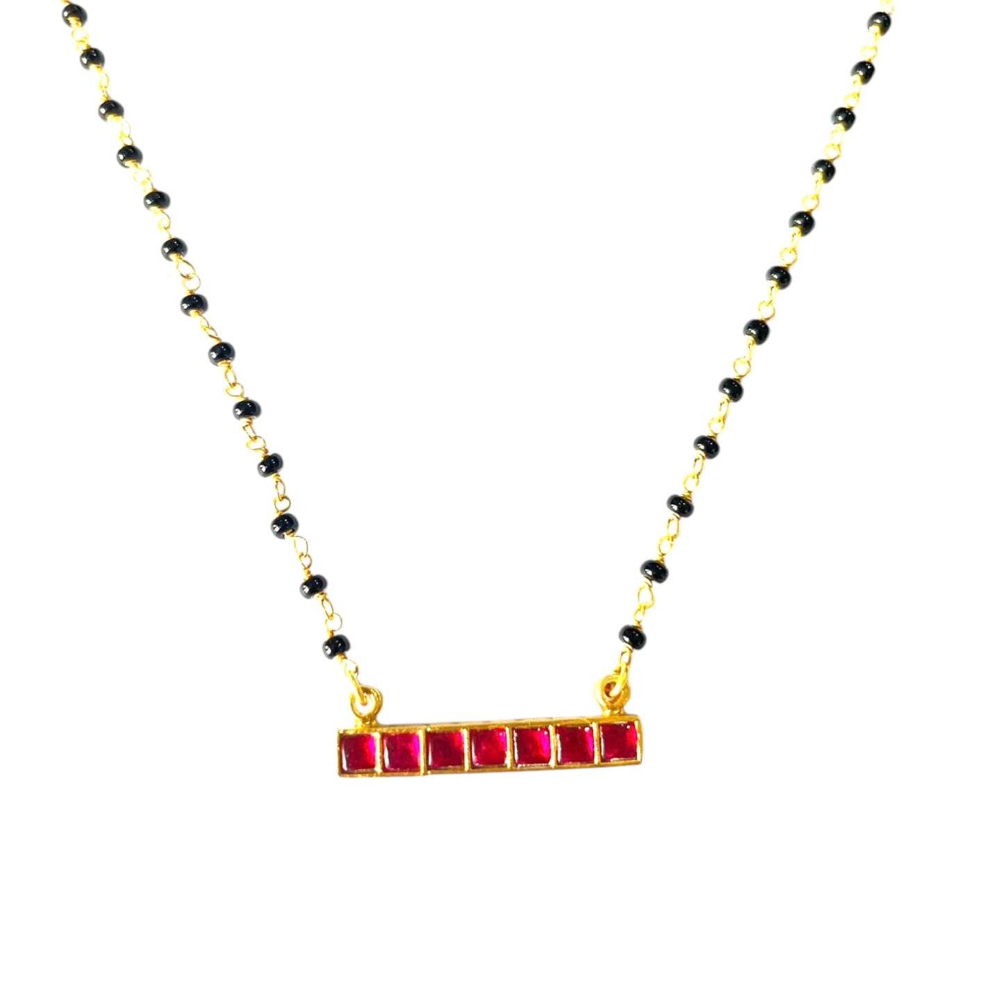 Silver Gold Plated Pink Kundan Mangalsutra