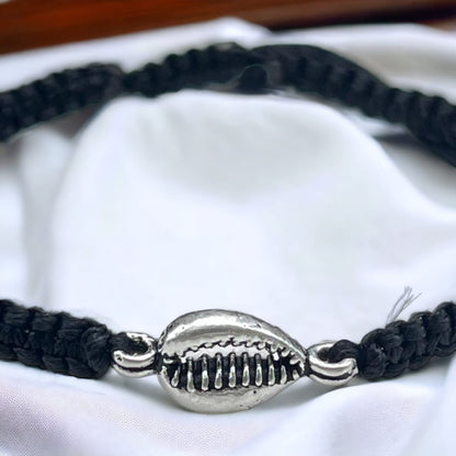 925 Sterling Silver Shank Design Bracelet in Black Thread For Girls and Women