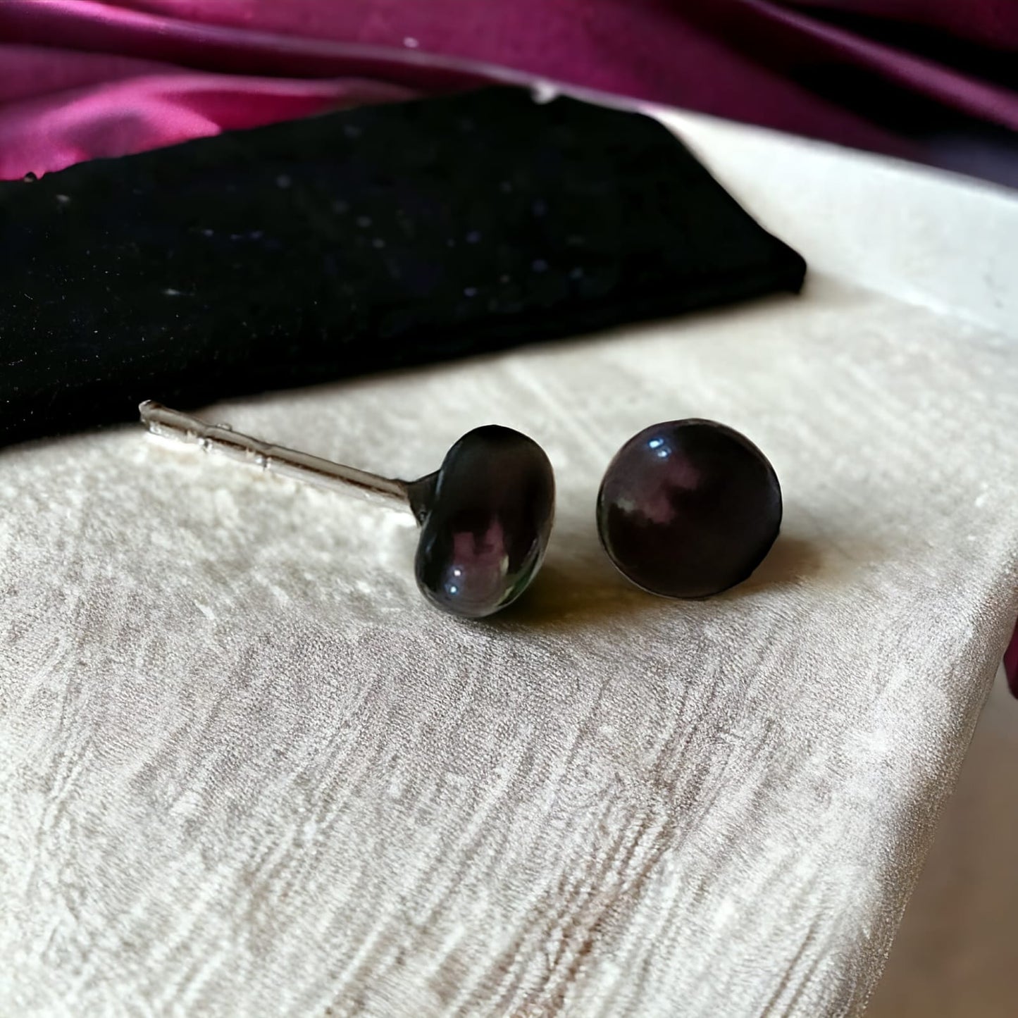925 Sterling Silver Black Pearl Earring For Girls And Women
