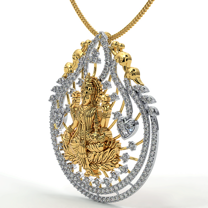 925 Sterling Silver Laxmi Ji Pendant For Girls And Women