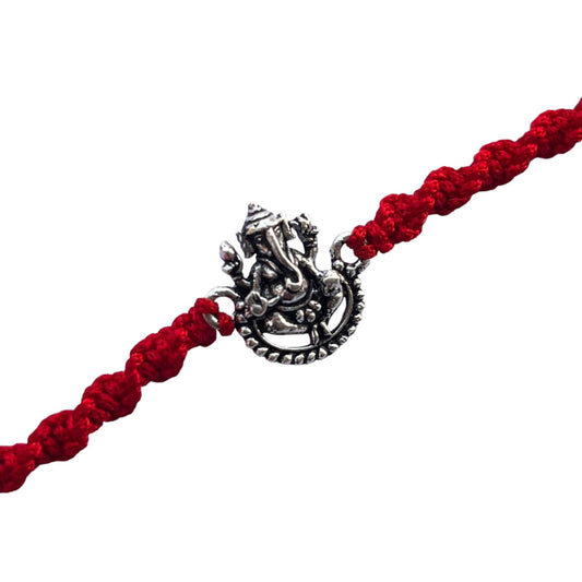 925 Sterling Silver Oxidised Ganesha Rakhi For Brother